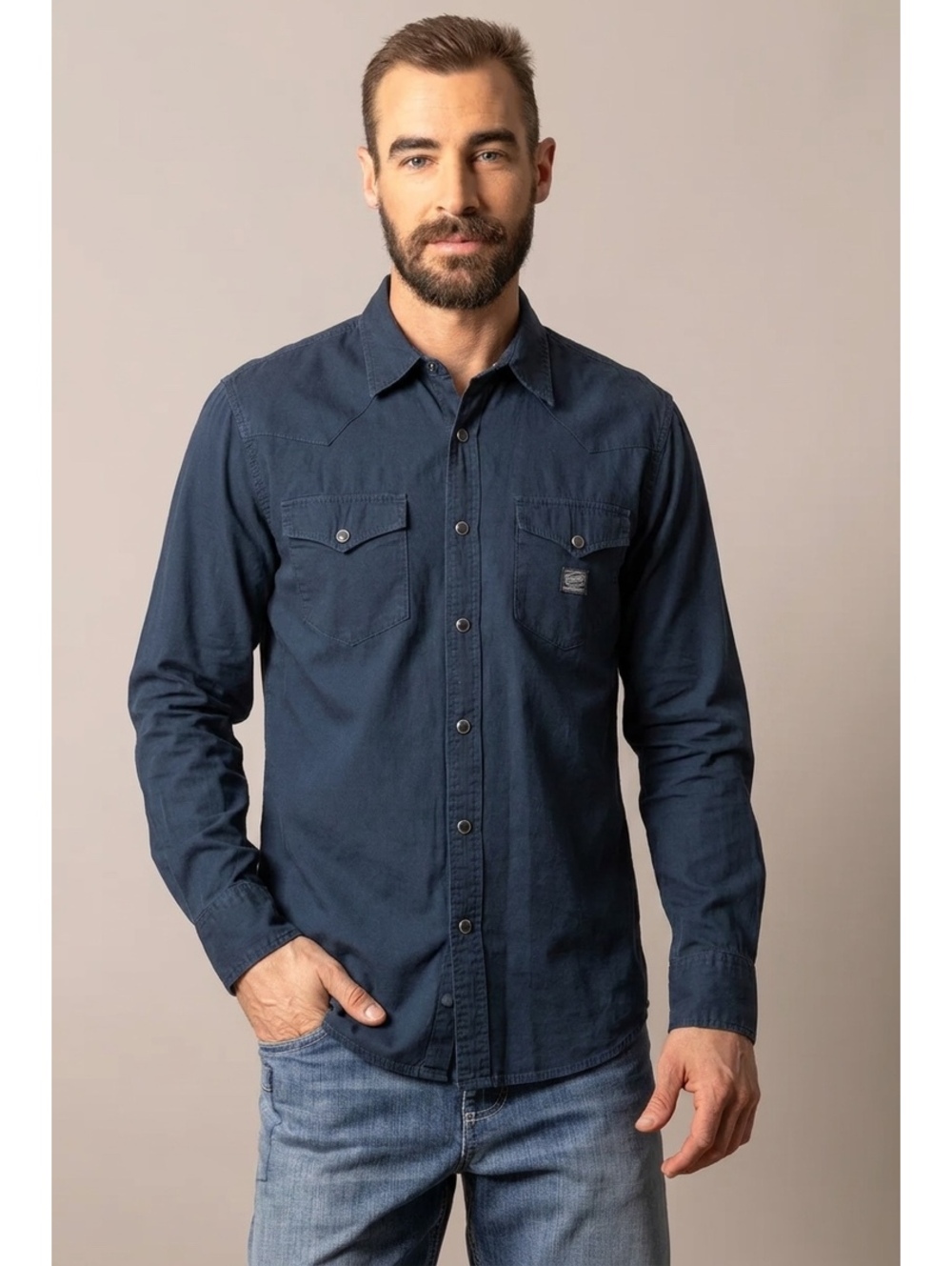 Denim & Supply Ralph Lauren Men Black Western Pearl Snap Shirt Large EUC